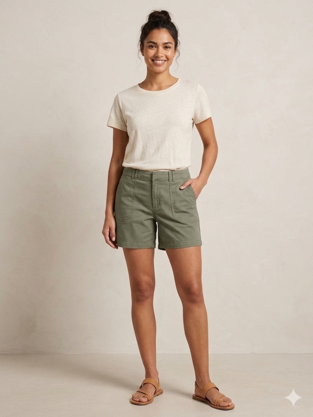Women's Olive Utility Bermuda Shorts by